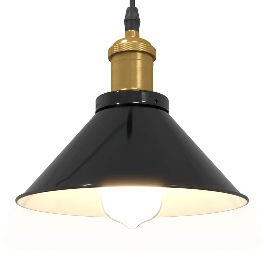 Pendant Lamp Height Adjustable E27 Black Glossy Ø 22 cm