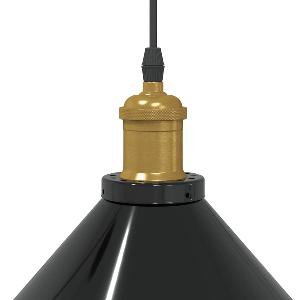 Pendant Lamp Height Adjustable E27 Black Glossy Ø 22 cm