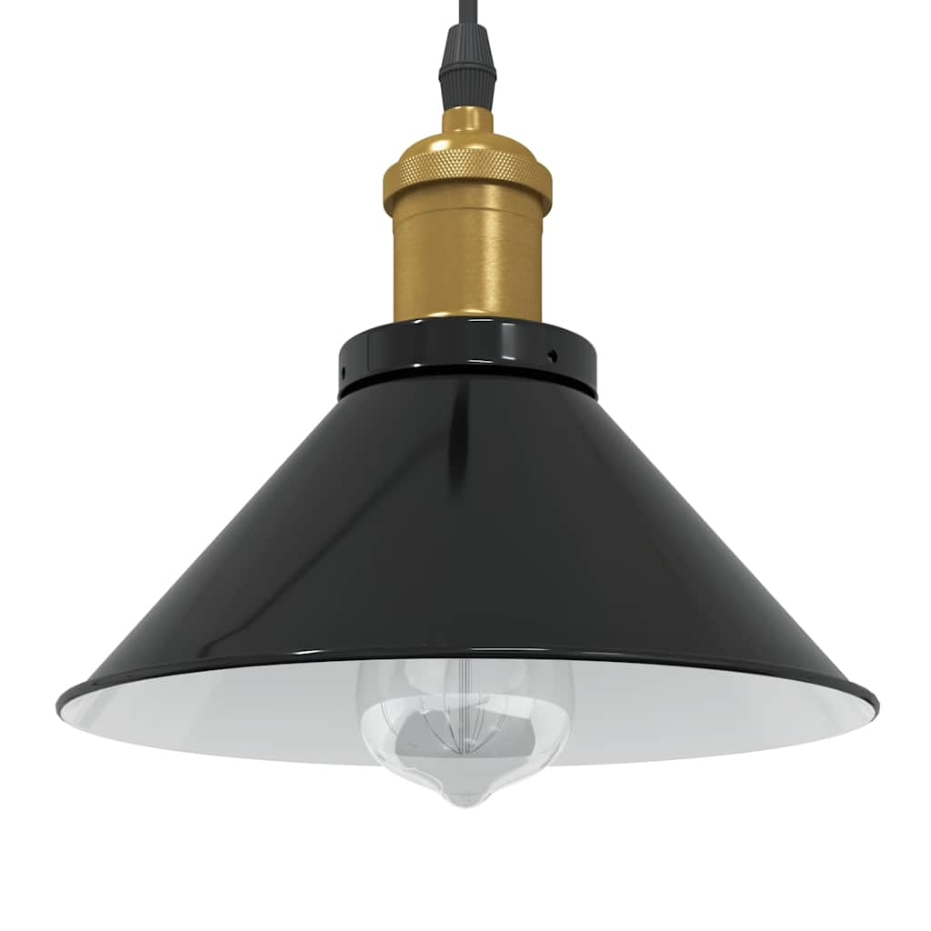 Pendant Lamp Height Adjustable E27 Black Glossy Ø 22 cm