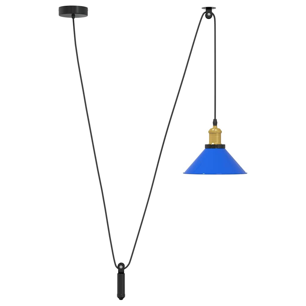 Pendant Lamp Height Adjustable E27 Dark Blue Glossy Ø 22 cm