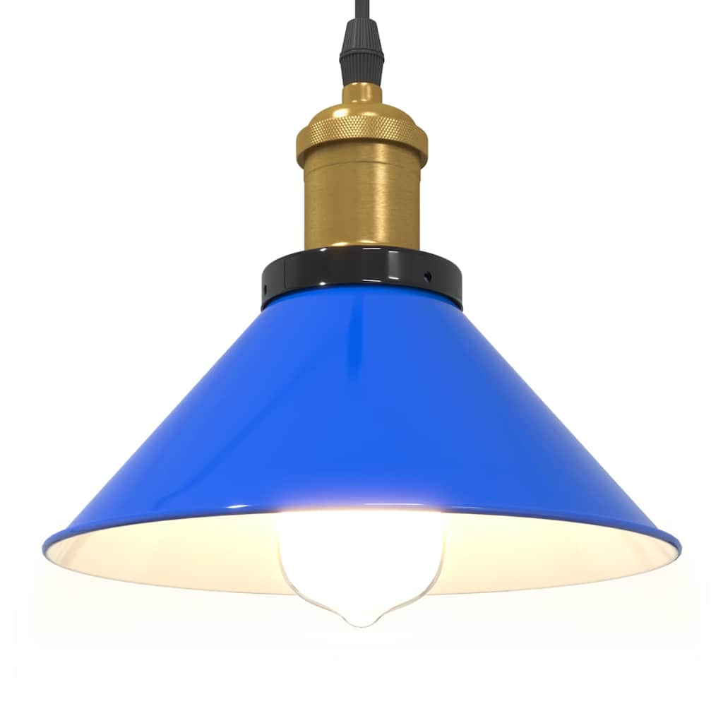 Pendant Lamp Height Adjustable E27 Dark Blue Glossy Ø 22 cm