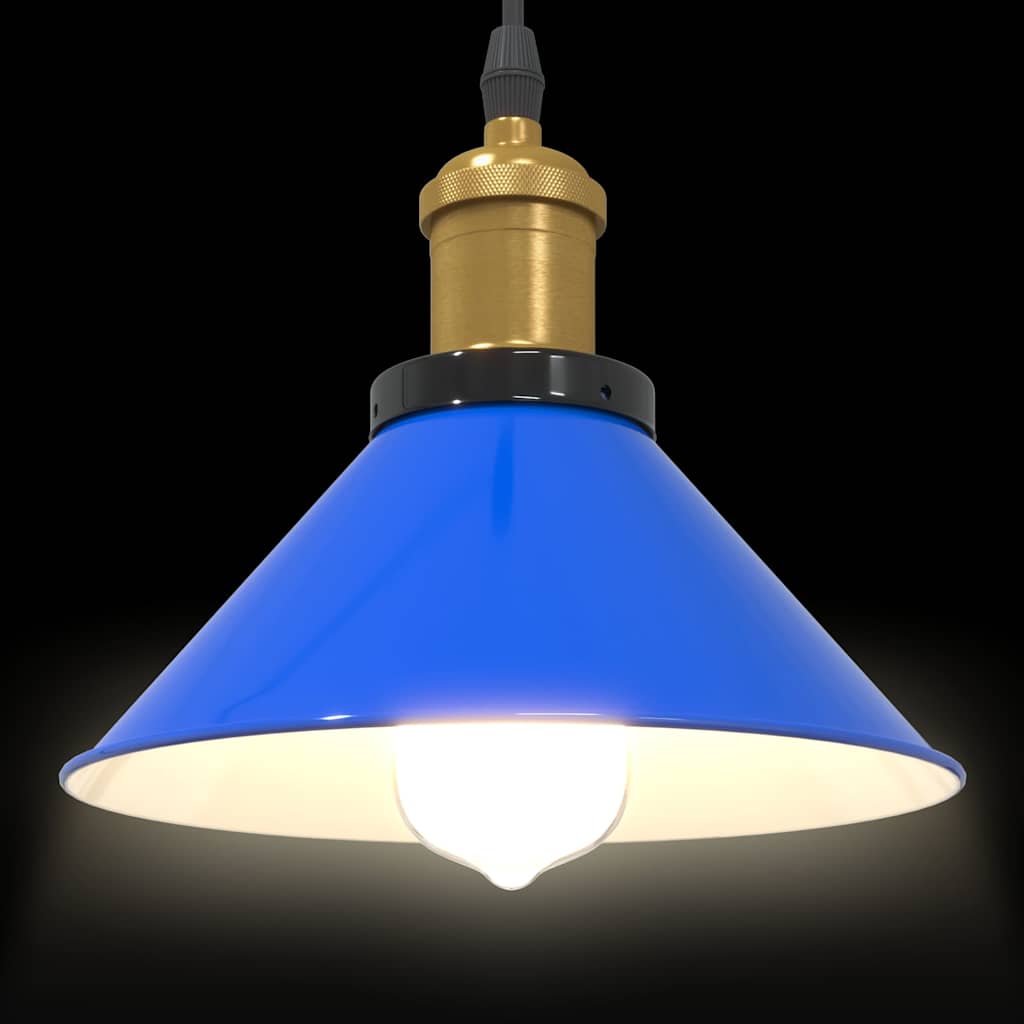 Pendant Lamp Height Adjustable E27 Dark Blue Glossy Ø 22 cm