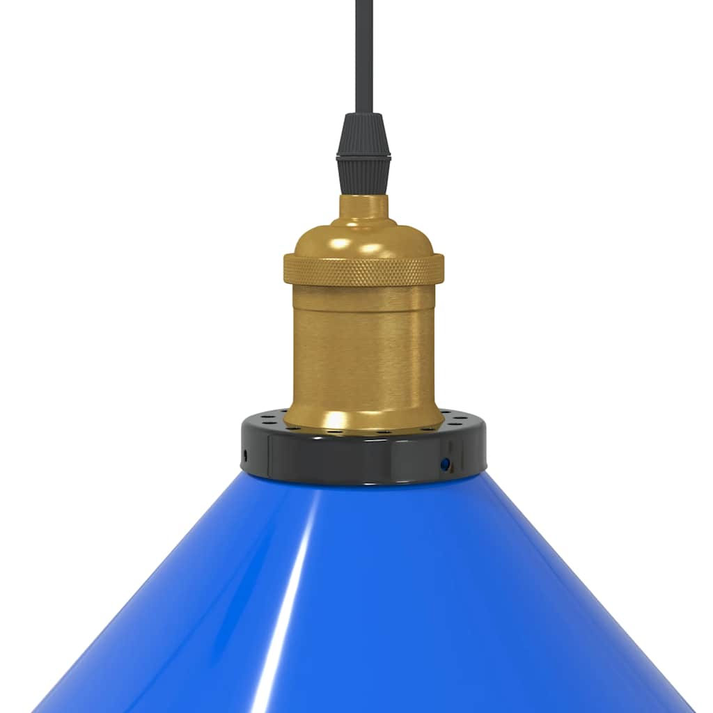 Pendant Lamp Height Adjustable E27 Dark Blue Glossy Ø 22 cm