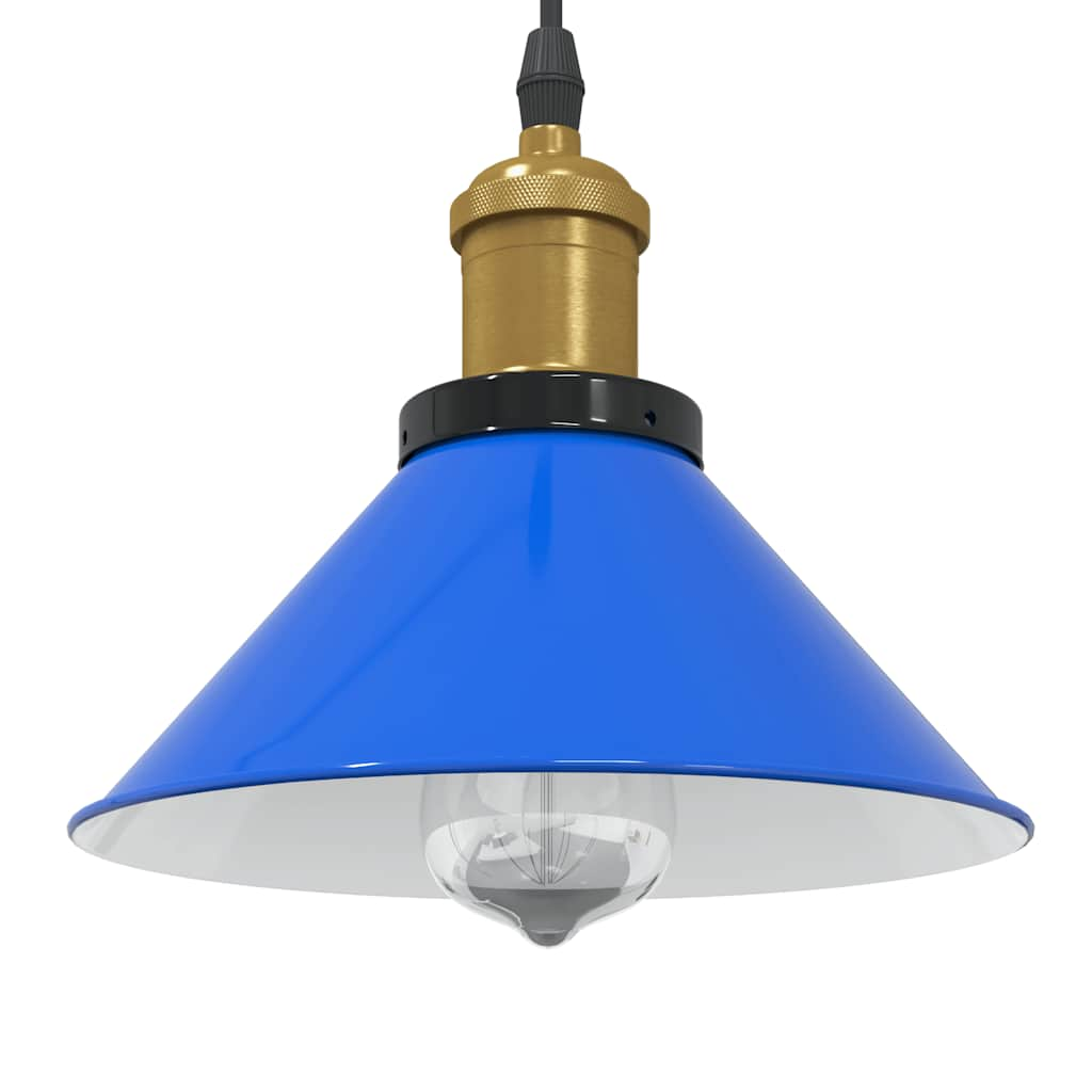 Pendant Lamp Height Adjustable E27 Dark Blue Glossy Ø 22 cm