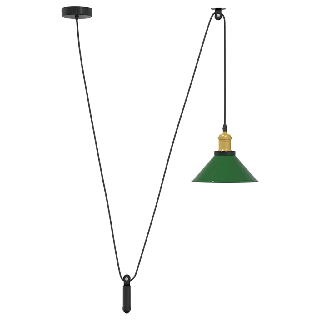 Pendant Lamp Height Adjustable E27 Green Glossy Ø 22 cm Metal