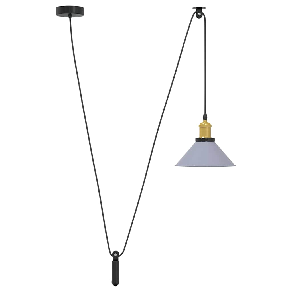 Pendant Lamp Height Adjustable E27 Grey Glossy Ø 22 cm Metal