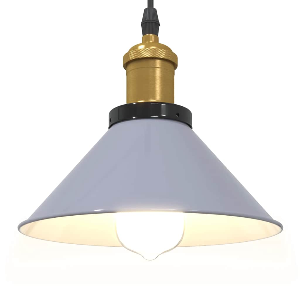 Pendant Lamp Height Adjustable E27 Grey Glossy Ø 22 cm Metal