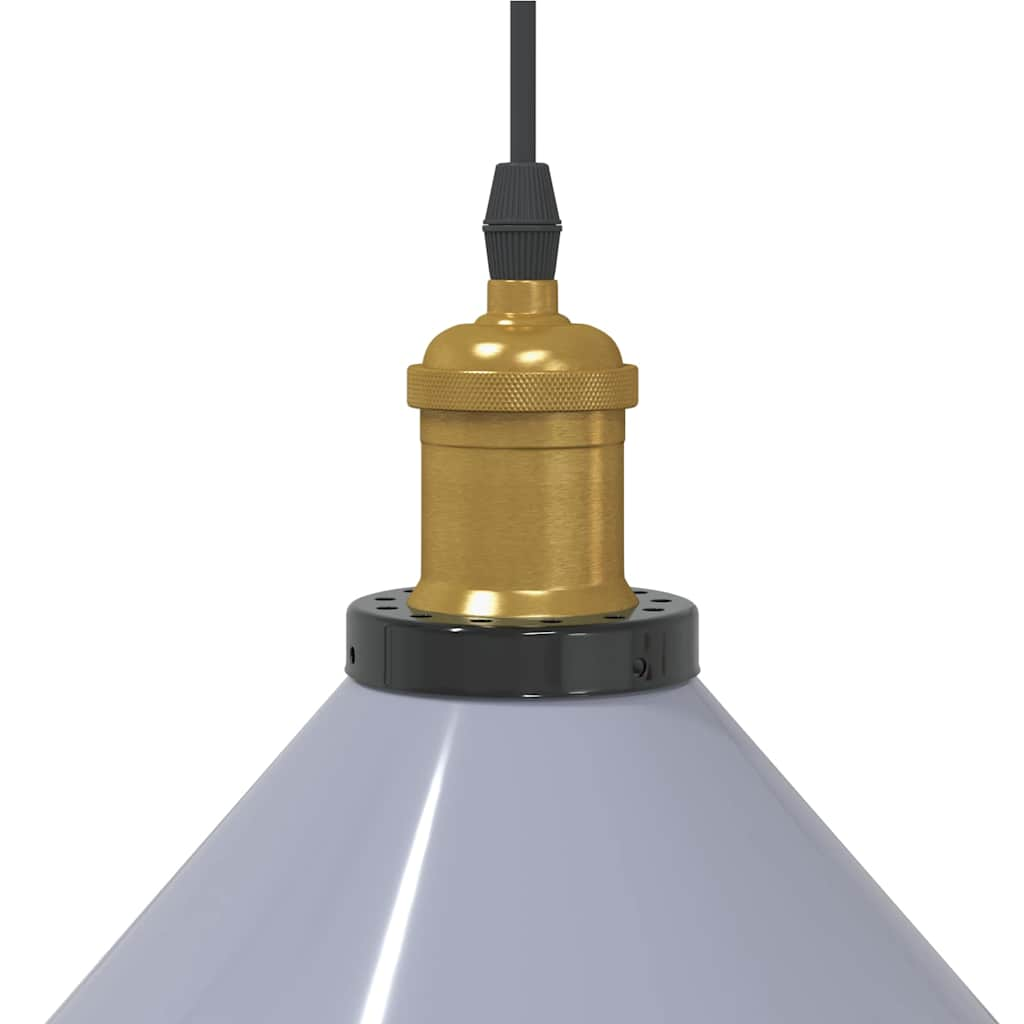 Pendant Lamp Height Adjustable E27 Grey Glossy Ø 22 cm Metal