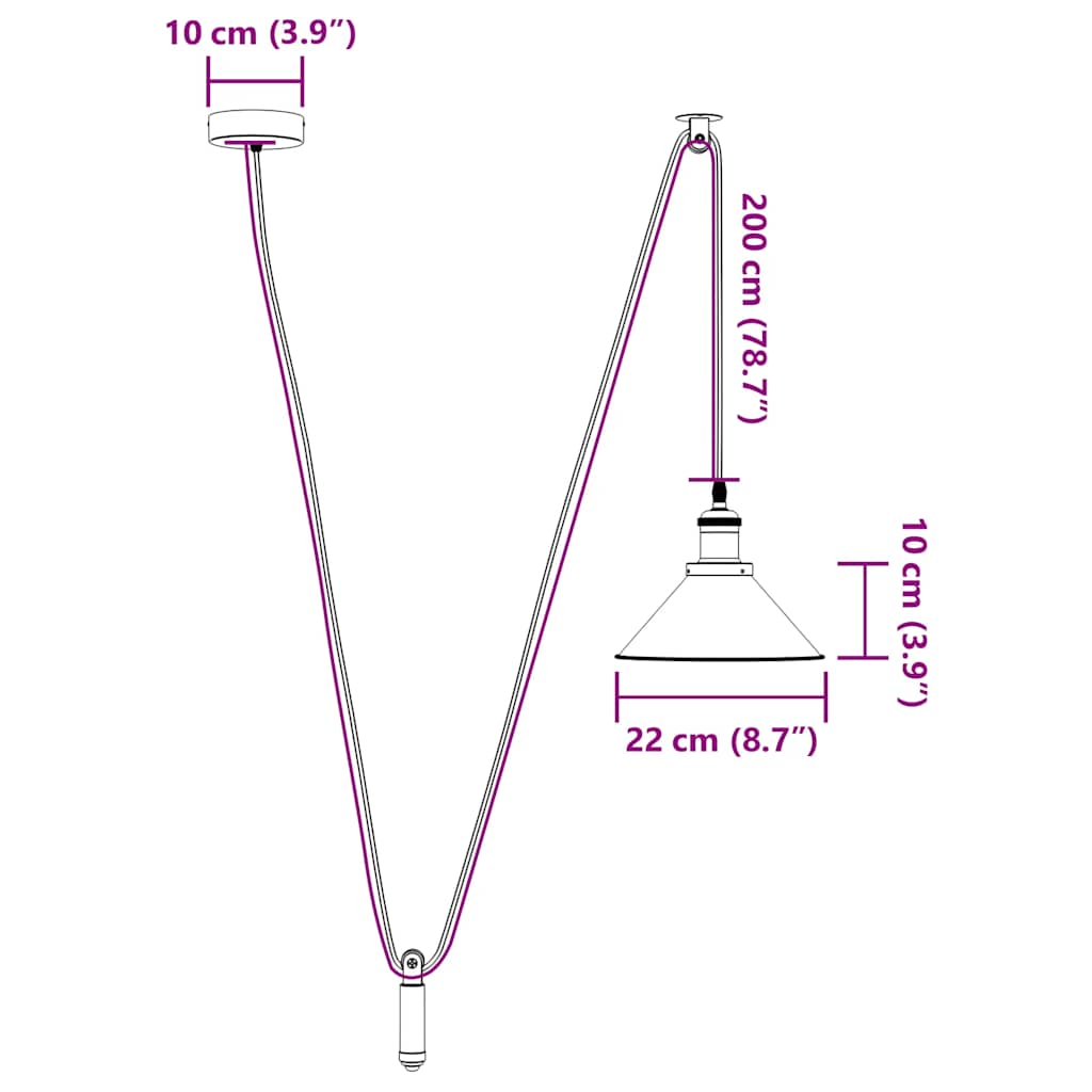 Pendant Lamp Height Adjustable E27 Grey Glossy Ø 22 cm Metal