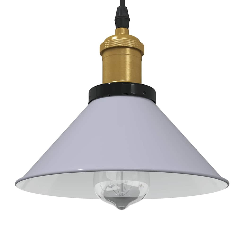 Pendant Lamp Height Adjustable E27 Grey Glossy Ø 22 cm Metal