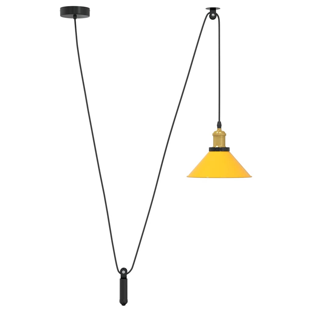 Pendant Lamp Height Adjustable E27 Yellow Glossy Ø 22 cm Metal