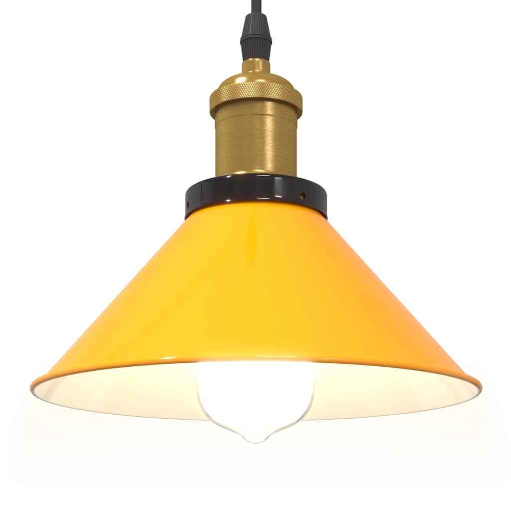 Pendant Lamp Height Adjustable E27 Yellow Glossy Ø 22 cm Metal