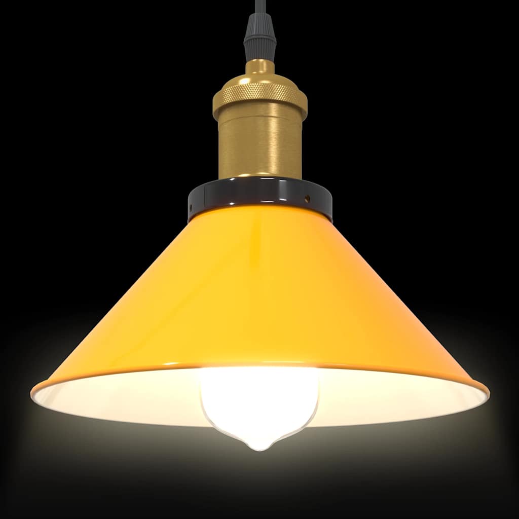 Pendant Lamp Height Adjustable E27 Yellow Glossy Ø 22 cm Metal