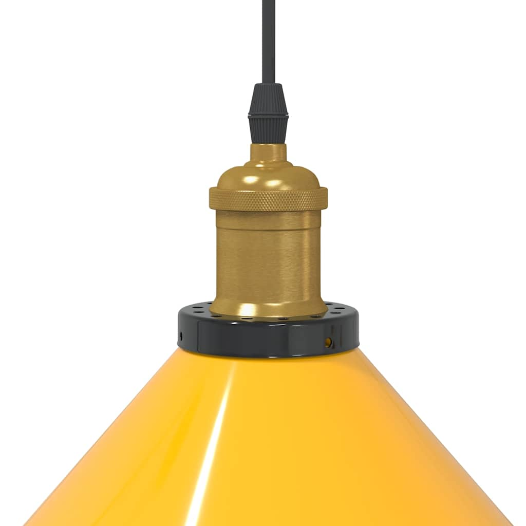 Pendant Lamp Height Adjustable E27 Yellow Glossy Ø 22 cm Metal