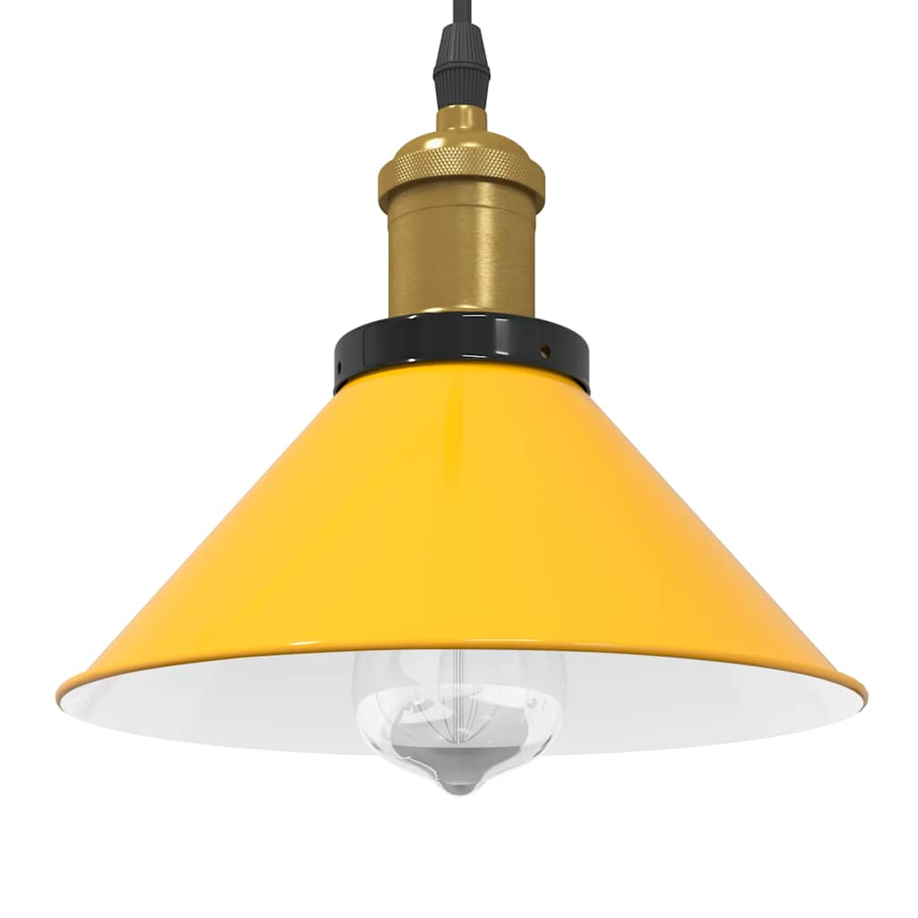 Pendant Lamp Height Adjustable E27 Yellow Glossy Ø 22 cm Metal