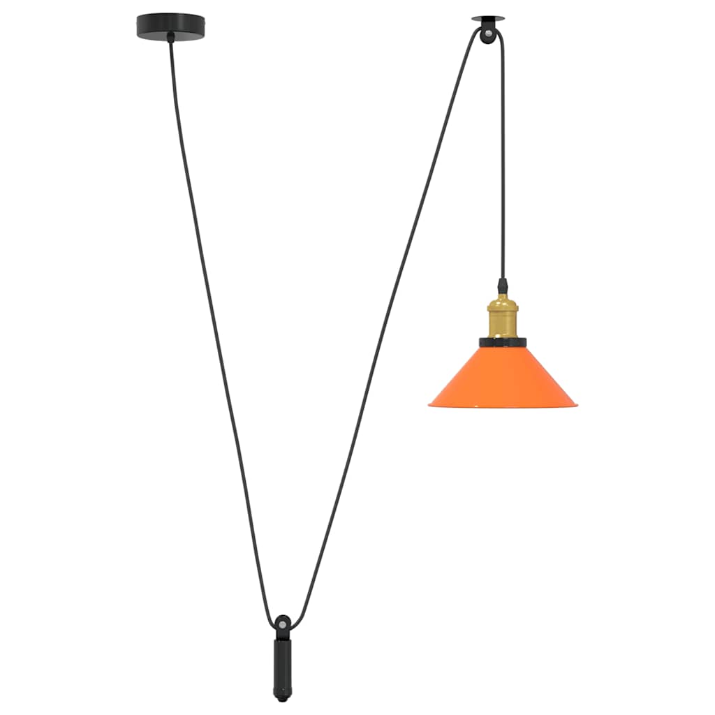 Pendant Lamp Height Adjustable E27 Orange Glossy Ø22cm Metal