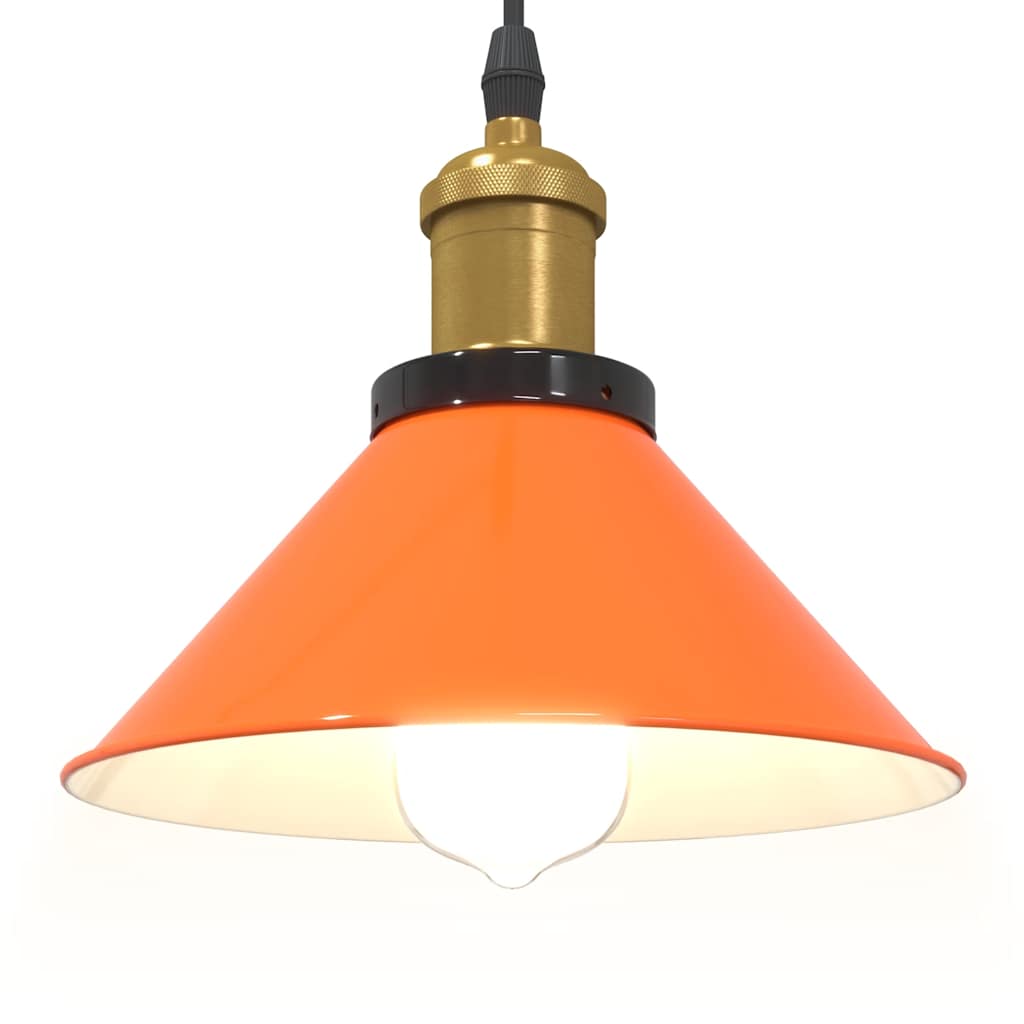 Pendant Lamp Height Adjustable E27 Orange Glossy Ø22cm Metal