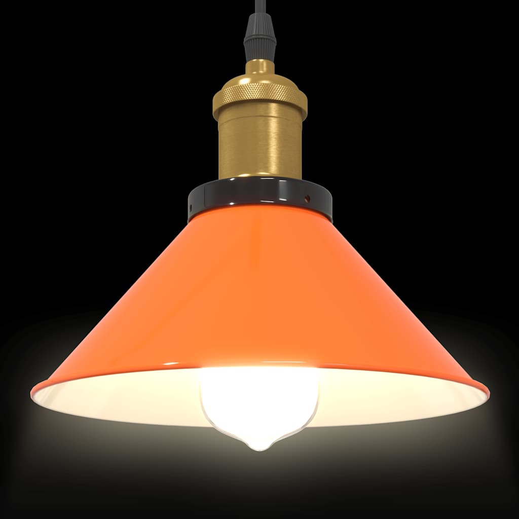 Pendant Lamp Height Adjustable E27 Orange Glossy Ø22cm Metal