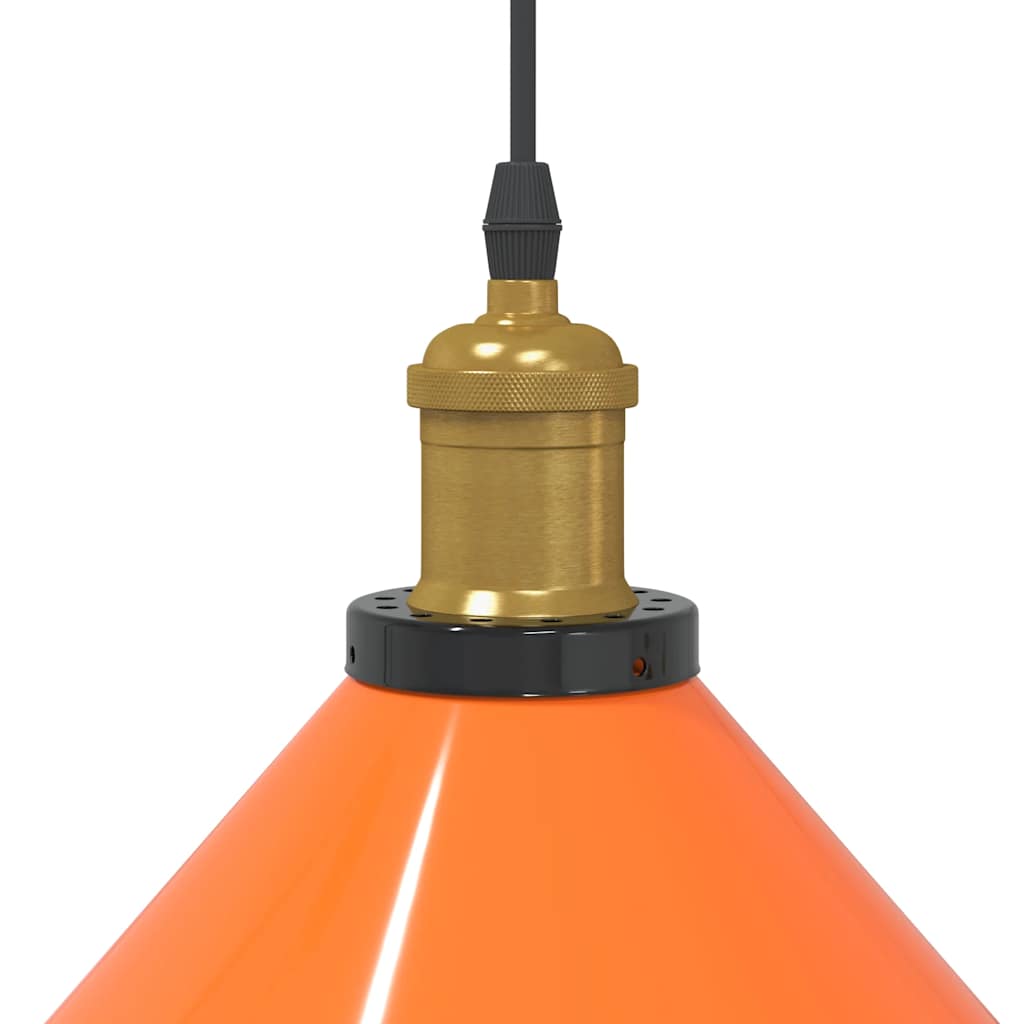 Pendant Lamp Height Adjustable E27 Orange Glossy Ø22cm Metal