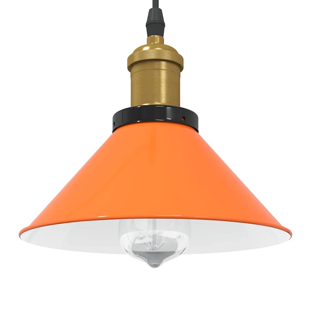 Pendant Lamp Height Adjustable E27 Orange Glossy Ø22cm Metal