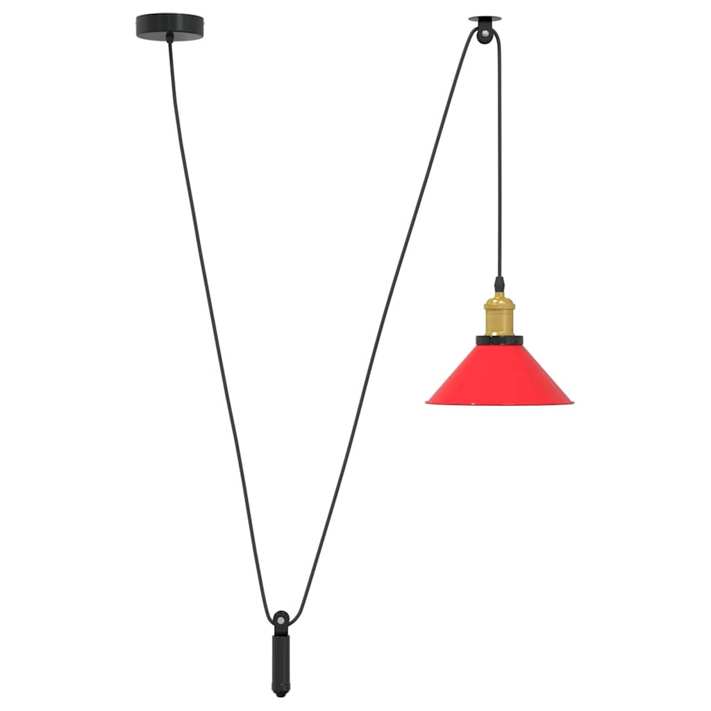 Pendant Lamp Height Adjustable E27 Red Glossy Ø 22 cm Metal