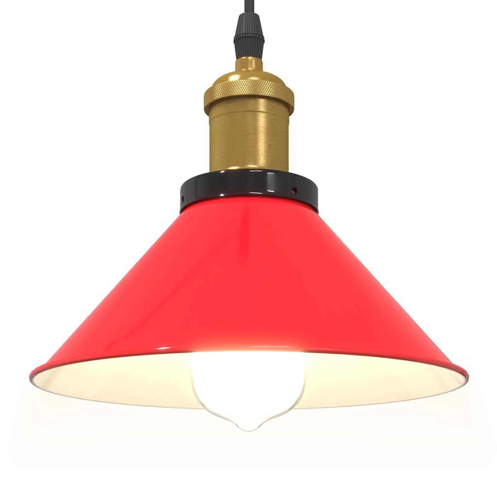 Pendant Lamp Height Adjustable E27 Red Glossy Ø 22 cm Metal