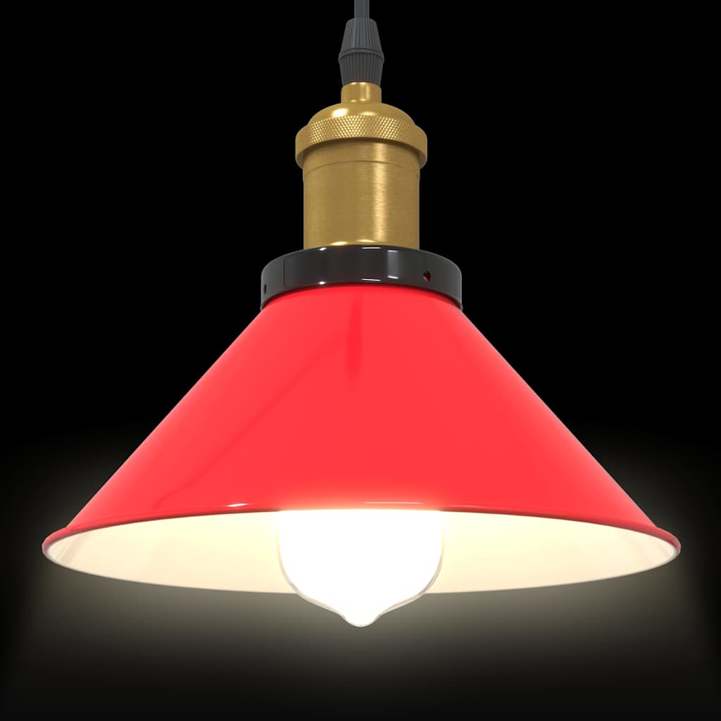 Pendant Lamp Height Adjustable E27 Red Glossy Ø 22 cm Metal