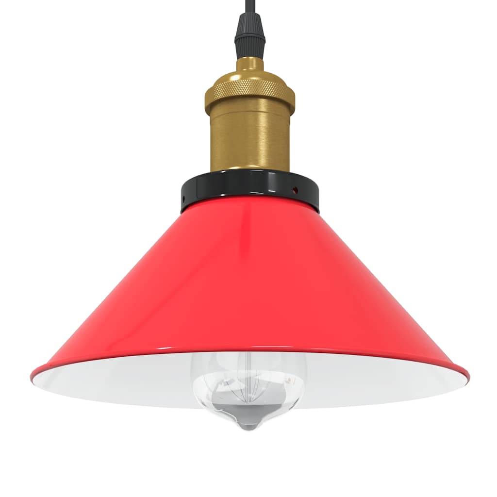 Pendant Lamp Height Adjustable E27 Red Glossy Ø 22 cm Metal