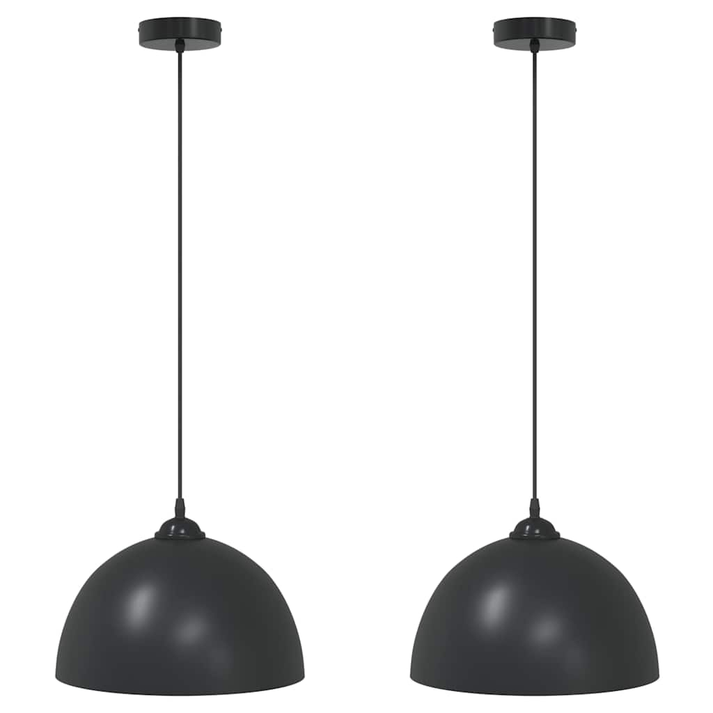 Pendant lights 2 pcs. Height adjustable E27 Black Ø30cm Metal