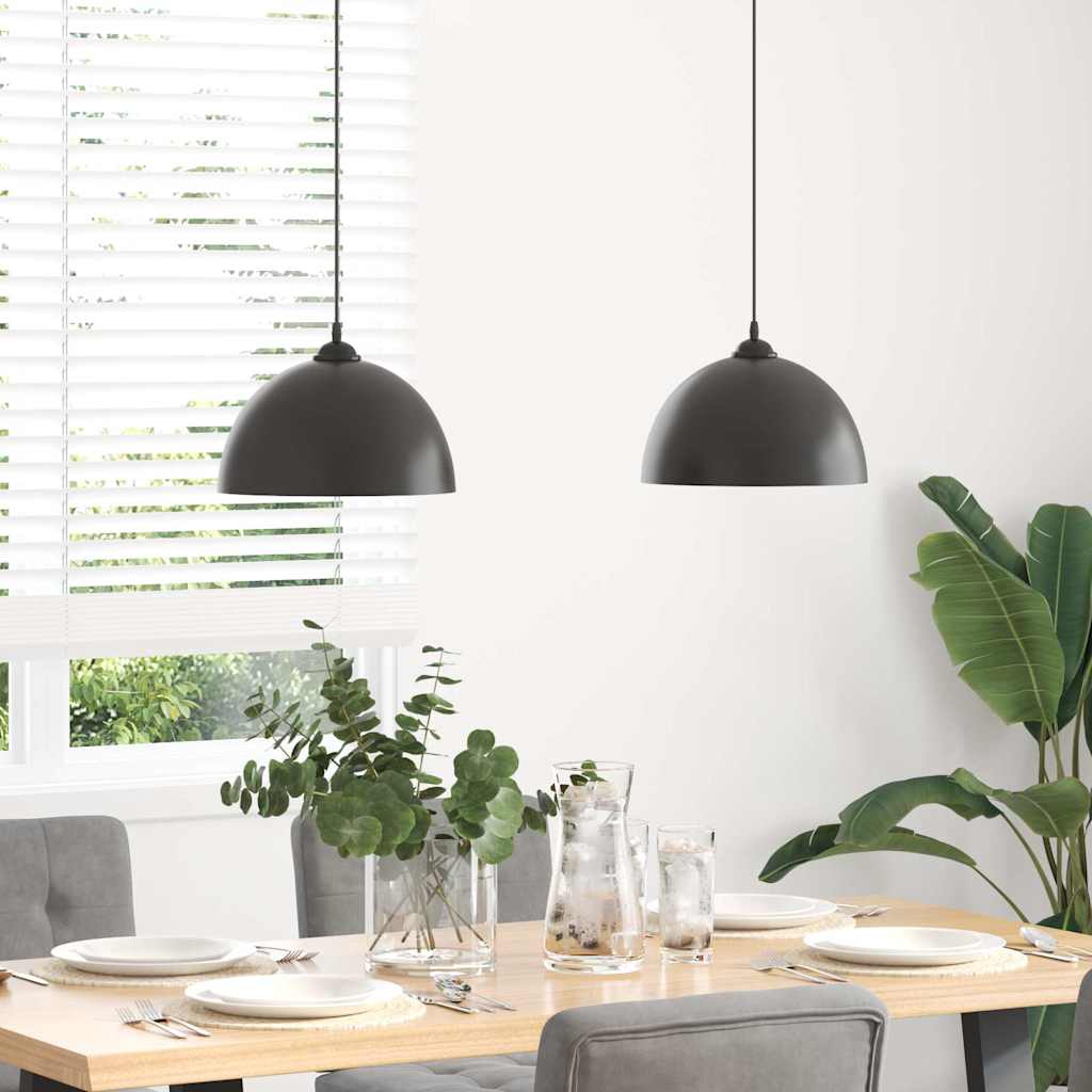 Pendant lights 2 pcs. Height adjustable E27 Black Ø30cm Metal