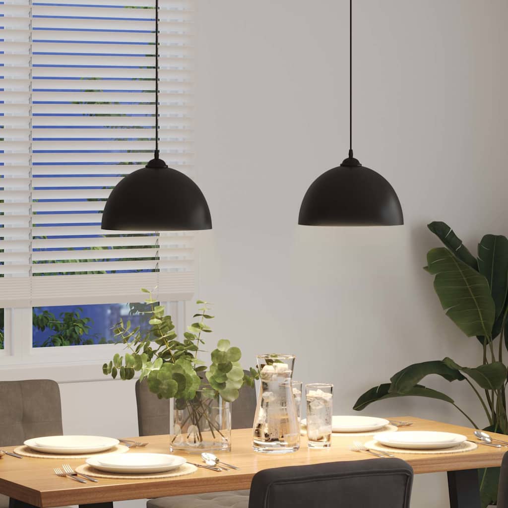 Pendant lights 2 pcs. Height adjustable E27 Black Ø30cm Metal