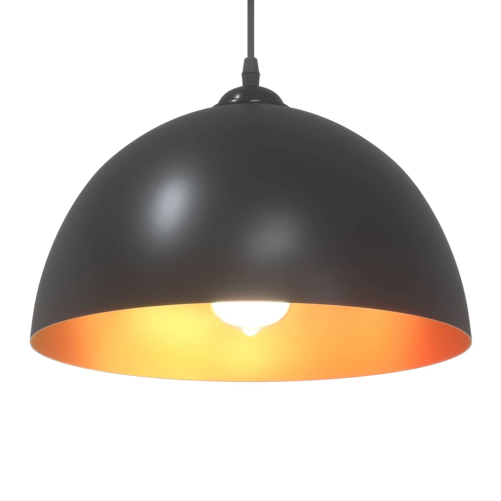 Pendant lights 2 pcs. Height adjustable E27 Black Ø30cm Metal