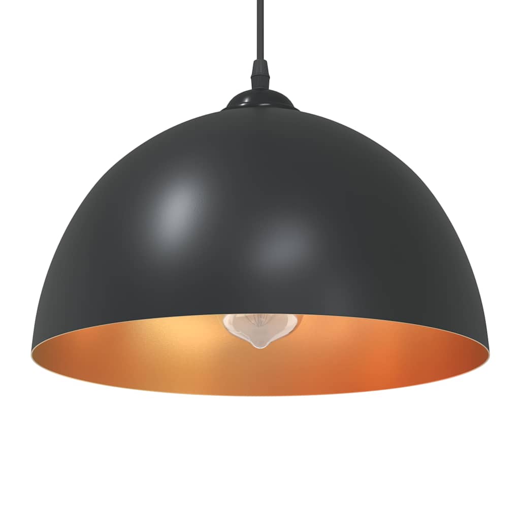 Pendant lights 2 pcs. Height adjustable E27 Black Ø30cm Metal