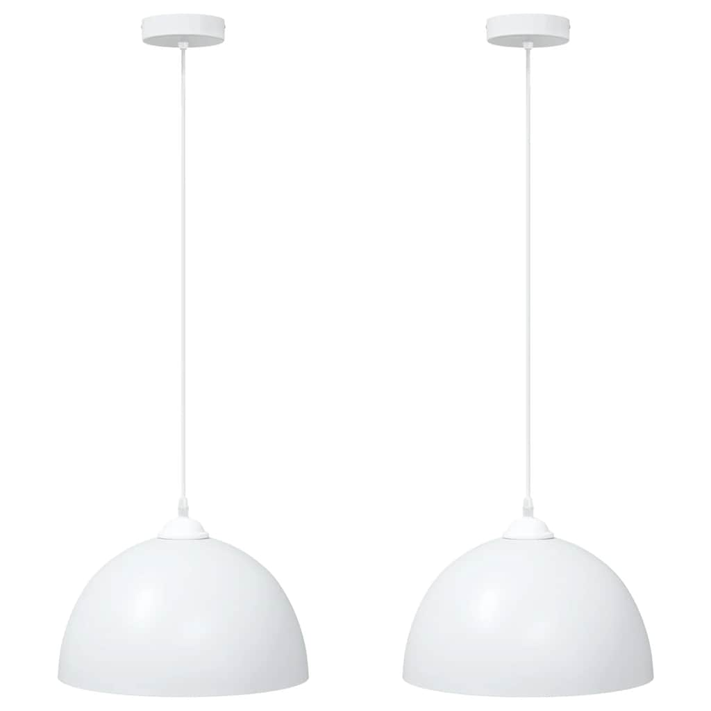 Pendant lights 2 pcs. Height adjustable E27 White Ø 30 cm Metal