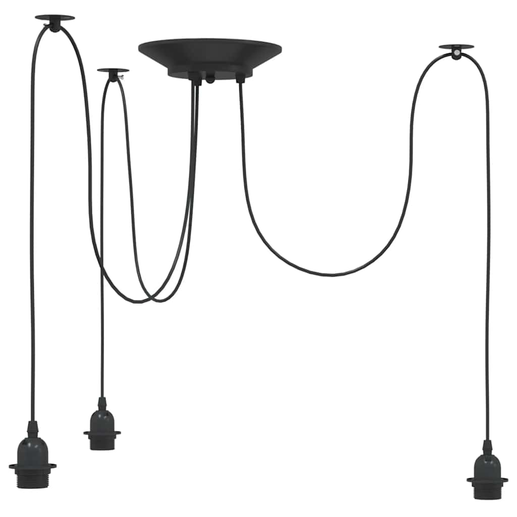 Pendant lamp with 3 sockets E27 black metal