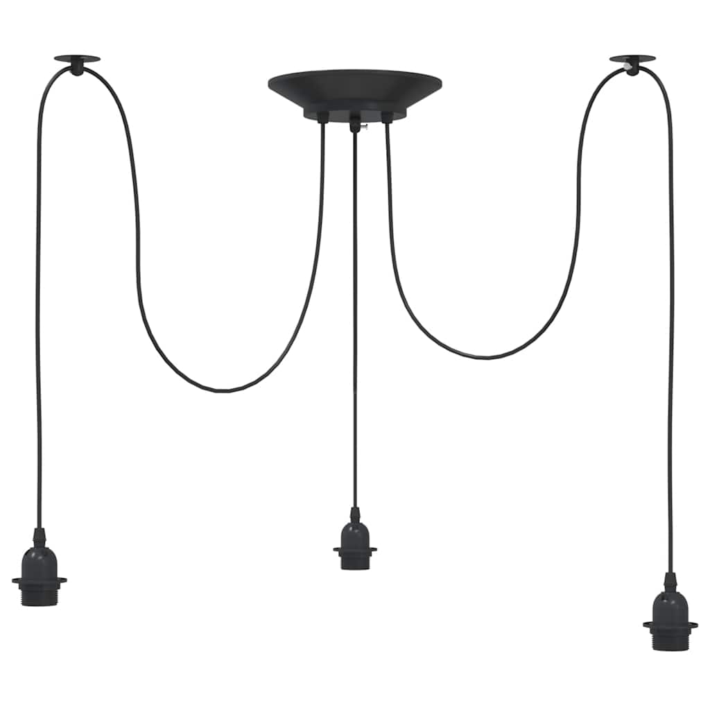 Pendant lamp with 3 sockets E27 black metal