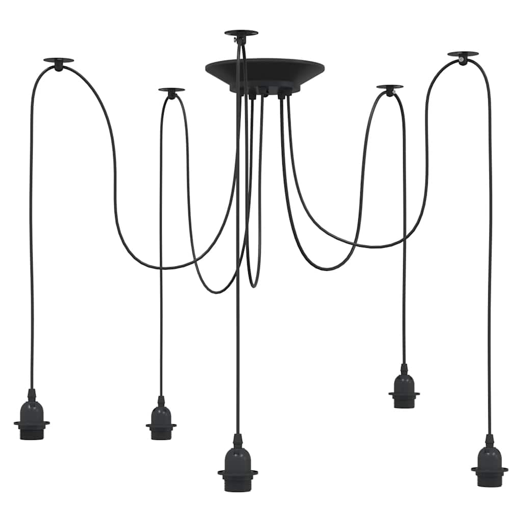 Pendant lamp with 5 sockets E27 black metal