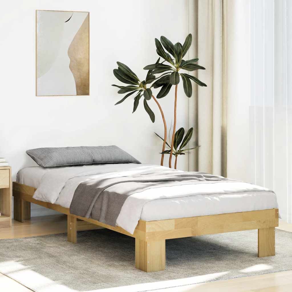 Solid wood bed without mattress 90x200 cm oak