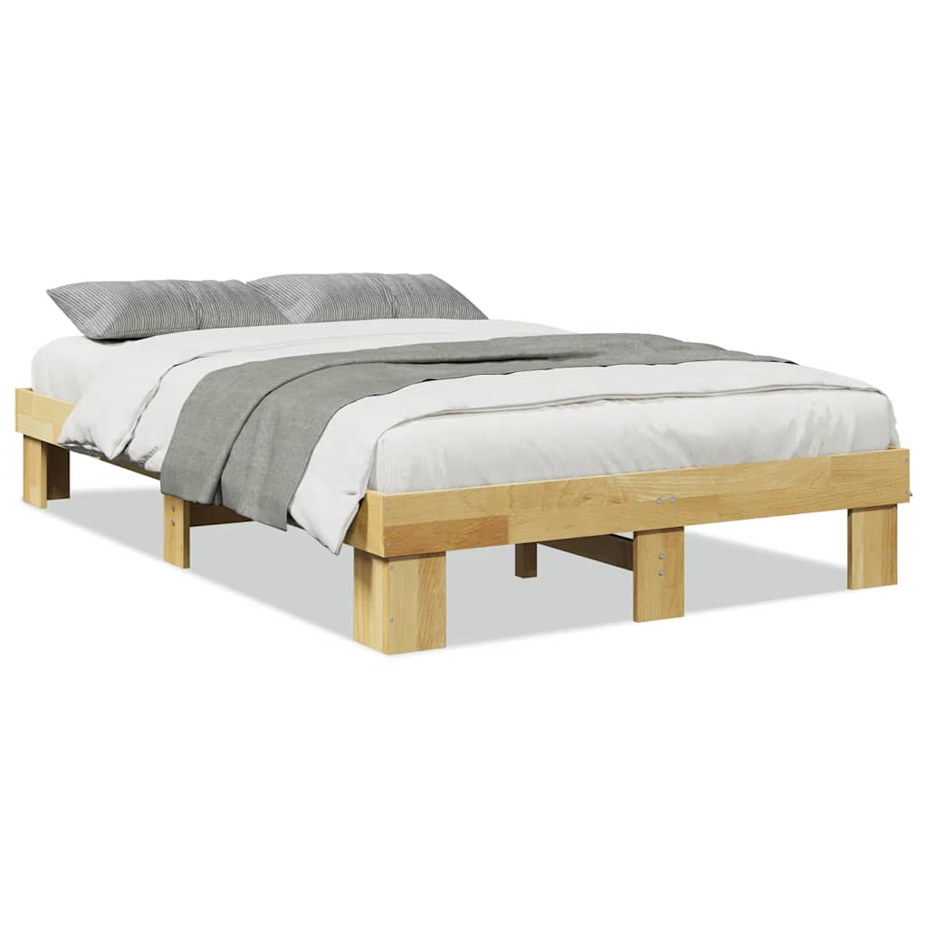 Solid wood bed without mattress 120x200 cm oak