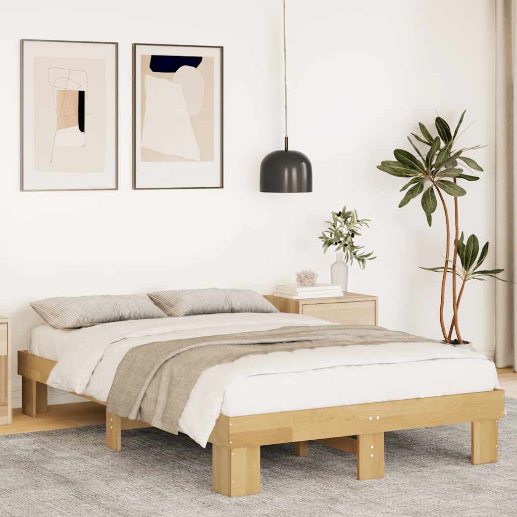 Solid wood bed without mattress 120x200 cm oak