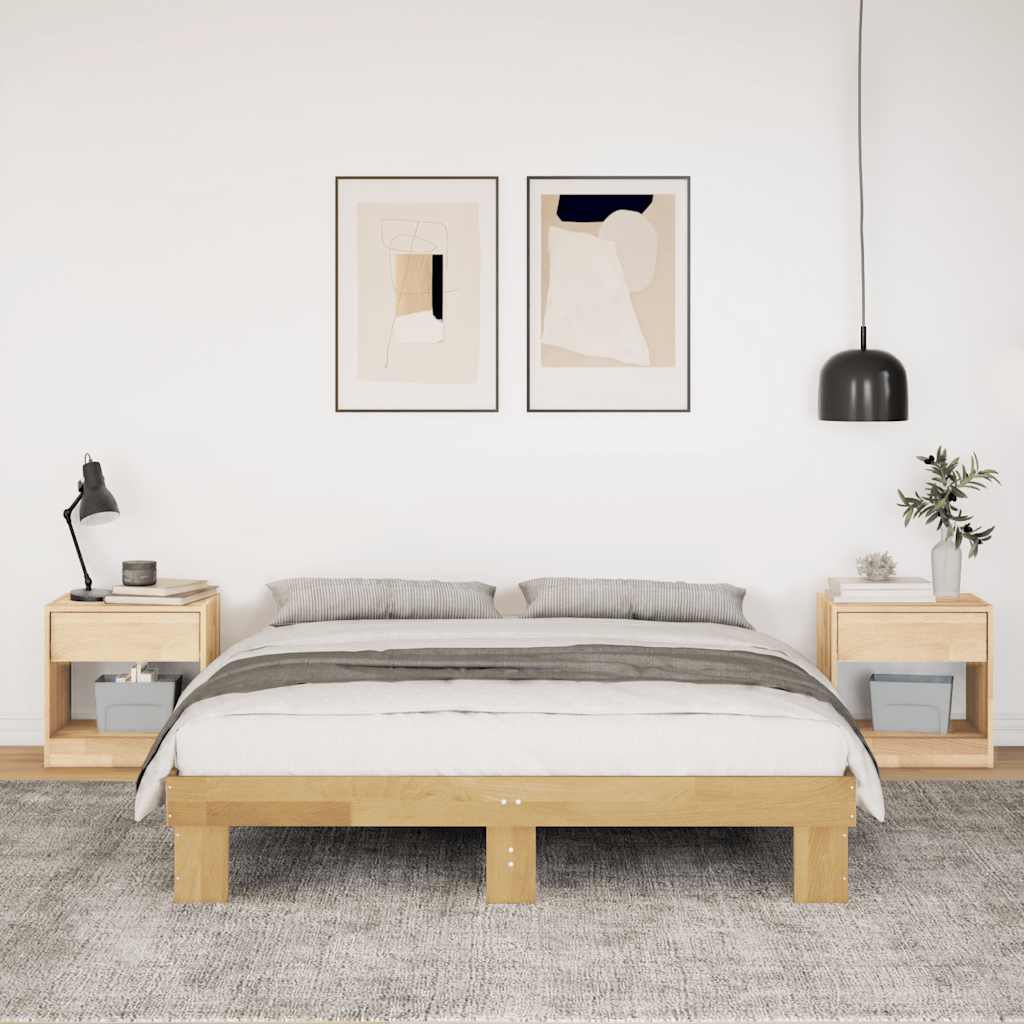 Solid wood bed without mattress 140x200 cm oak