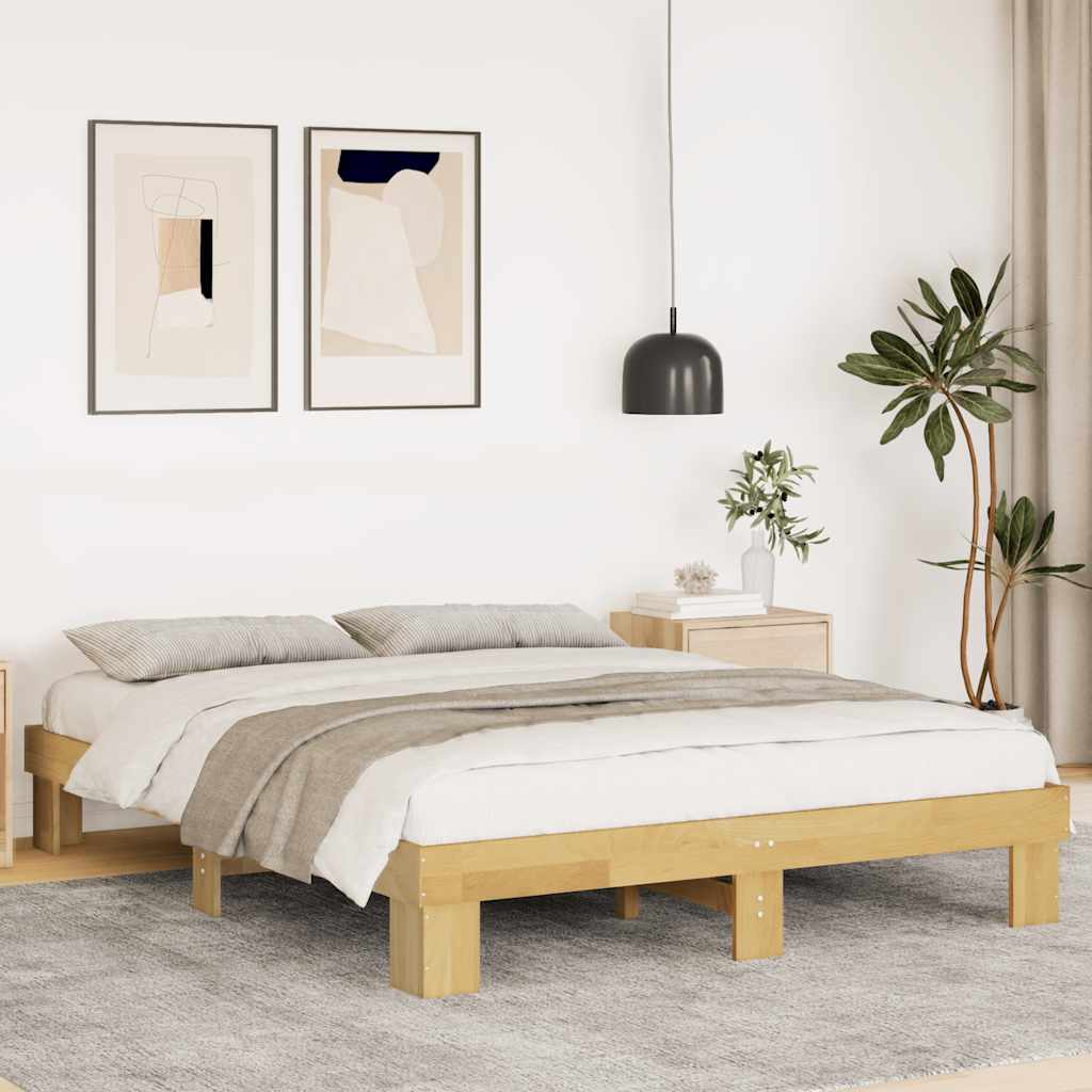 Solid wood bed without mattress 140x200 cm oak