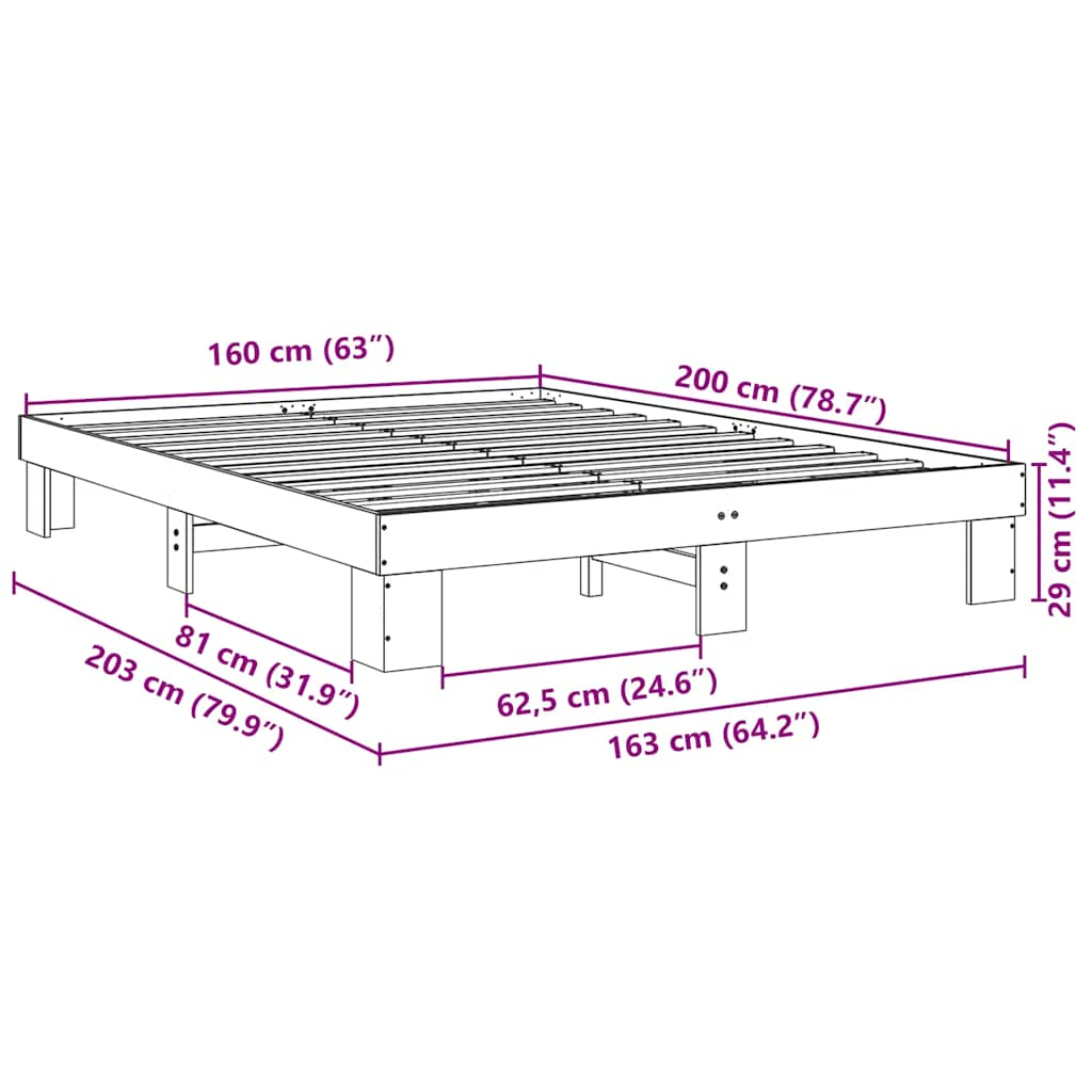 Solid wood bed without mattress 160x200 cm oak