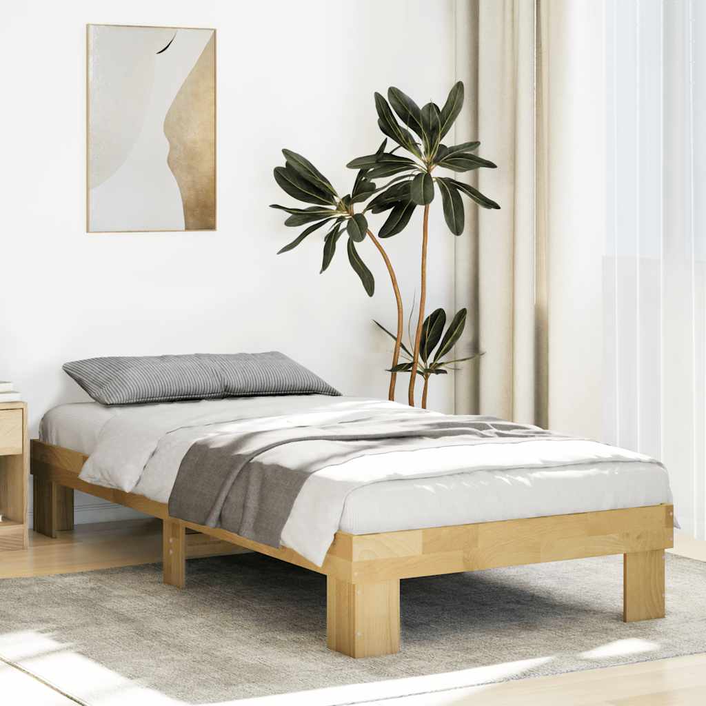 Solid wood bed without mattress 75x190 cm oak