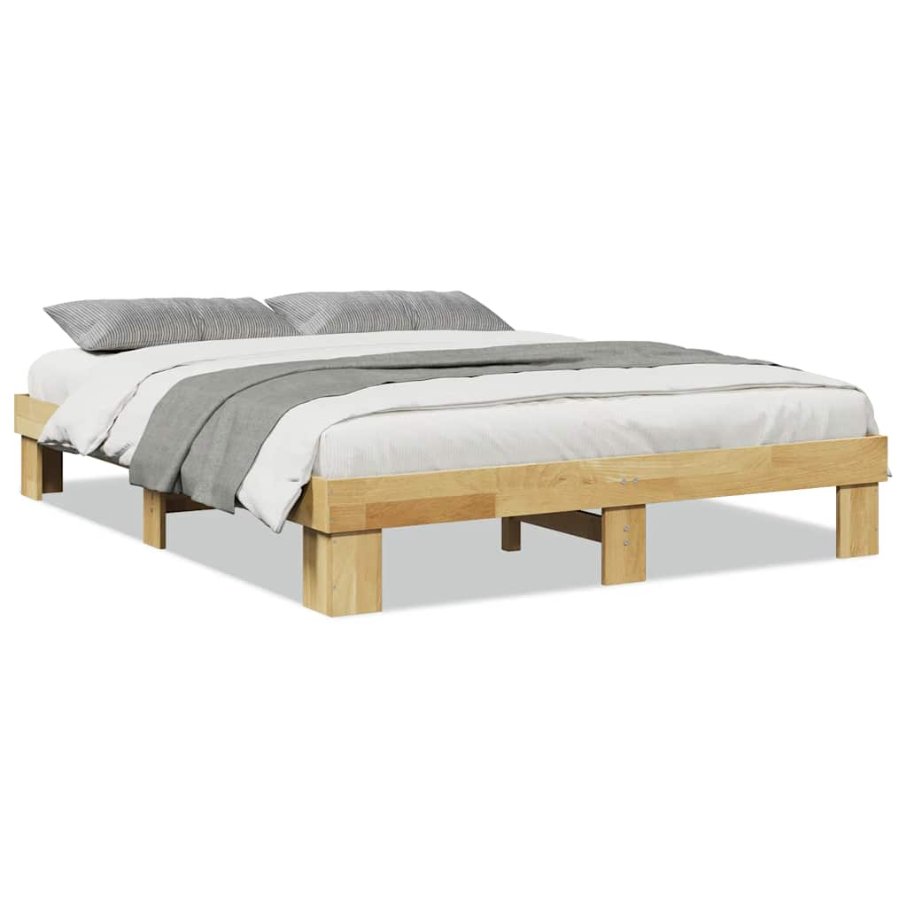 Solid wood bed without mattress 140x190 cm oak