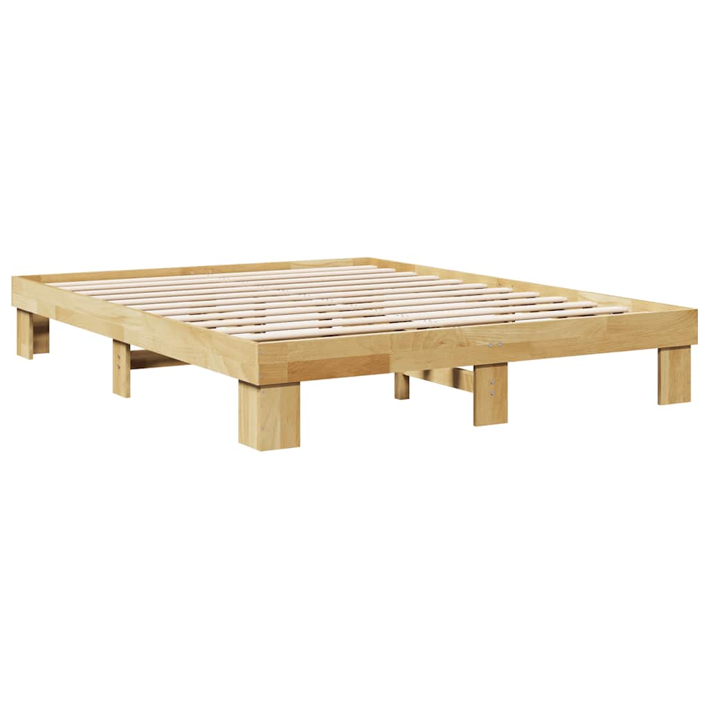 Solid wood bed without mattress 140x190 cm oak