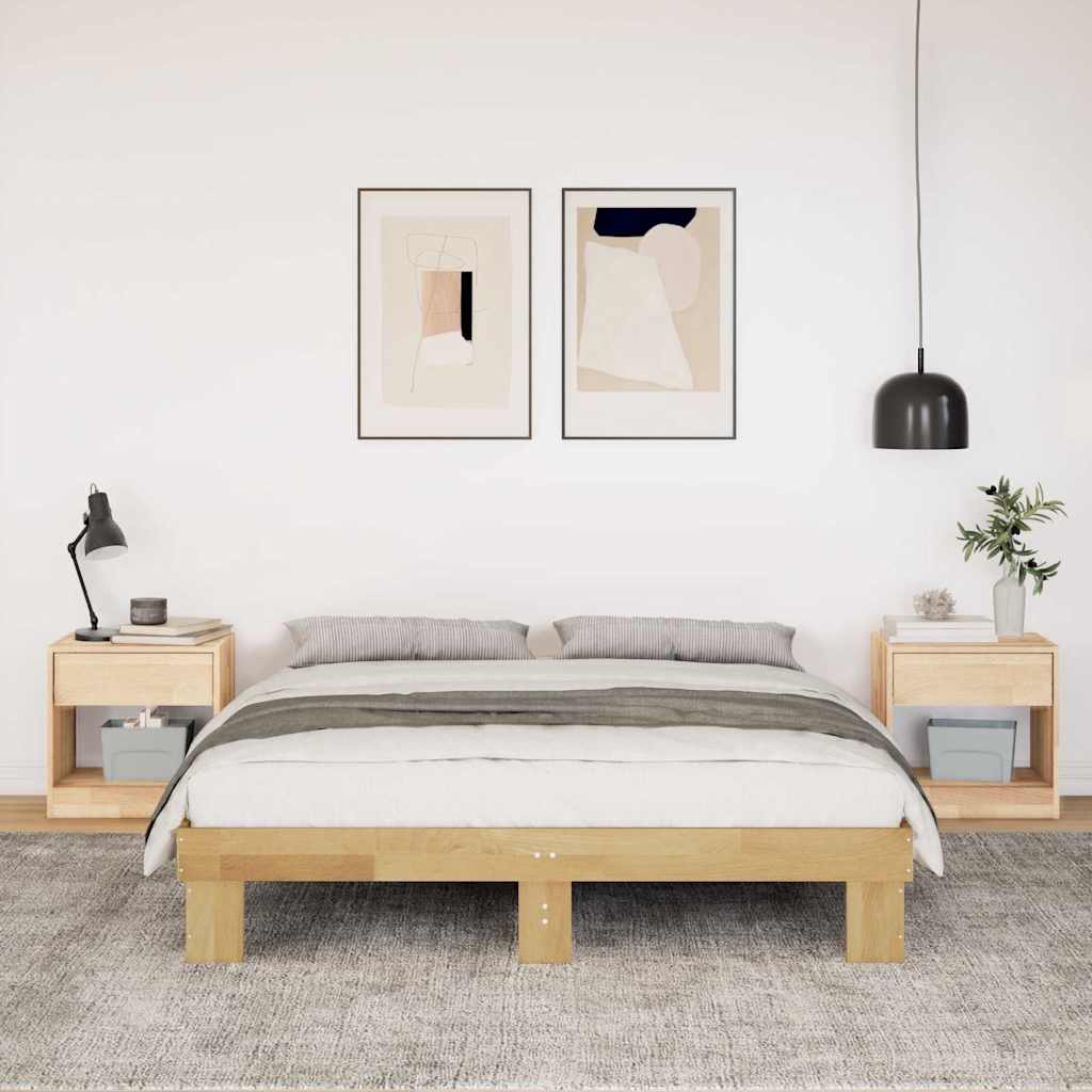 Solid wood bed without mattress 140x190 cm oak