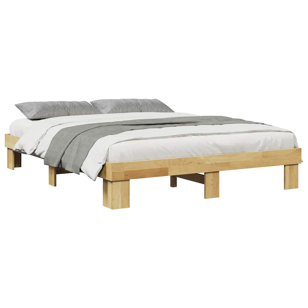 Solid wood bed without mattress 140x190 cm oak