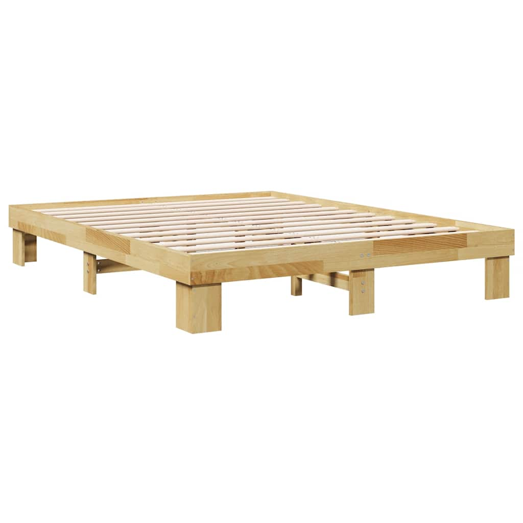 Solid wood bed without mattress 140x190 cm oak