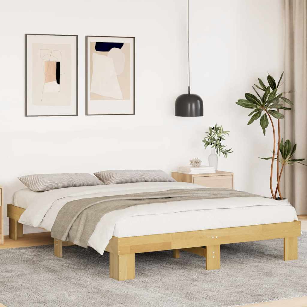 Solid wood bed without mattress 140x190 cm oak